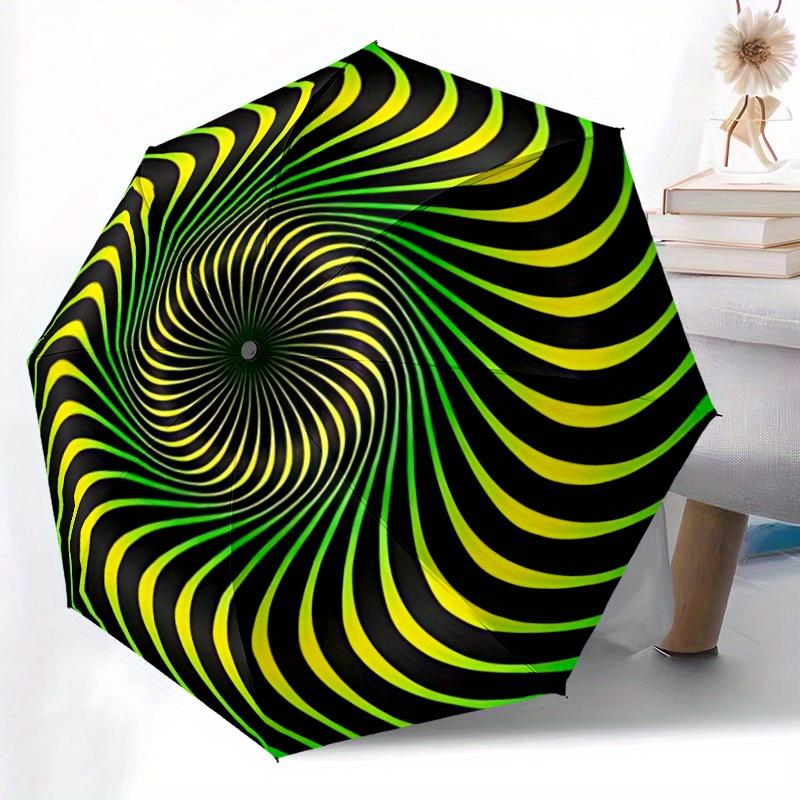 1pc Optical Illusion Pattern Folding Umbrella With Excellent UV Protection, 8 Ribs Casual Durable Lightweight Portable Travelling Umbrella F