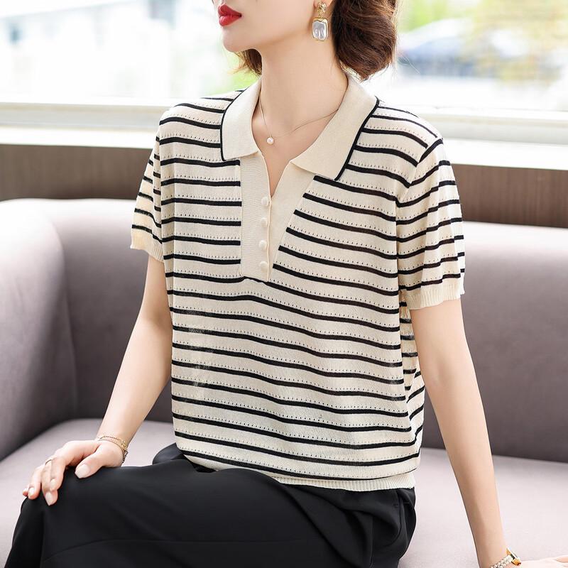 

Women s Striped Knit T-Shirt XL