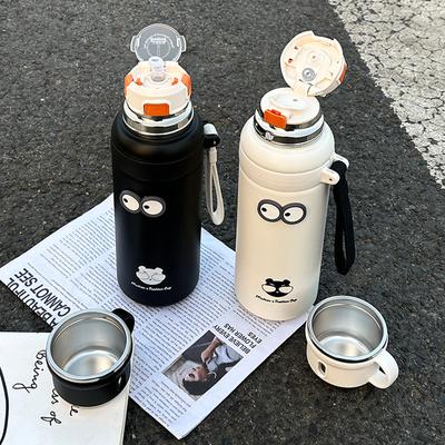 New High Appearance Level Thermos Cup Car Bear Stainless Steel Kettle Portable Outdoor Straw Cup Double Drinking Cup