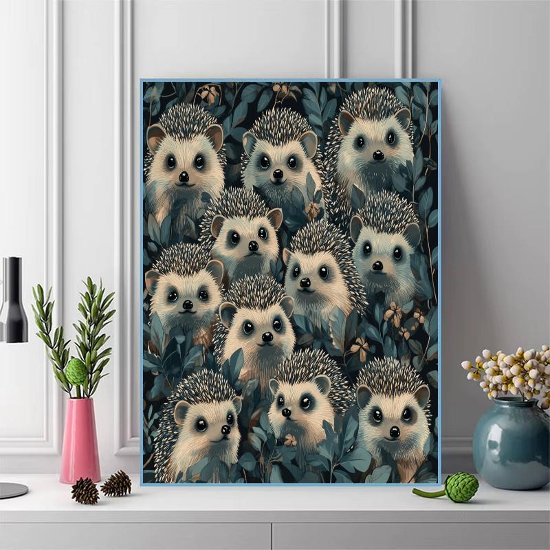 Hedgehog on grassland Pattern  3pcs 100% Round Full Drill 5D DIY Diamond Painting Embroidery Cross Stitch Rhinestone Décor