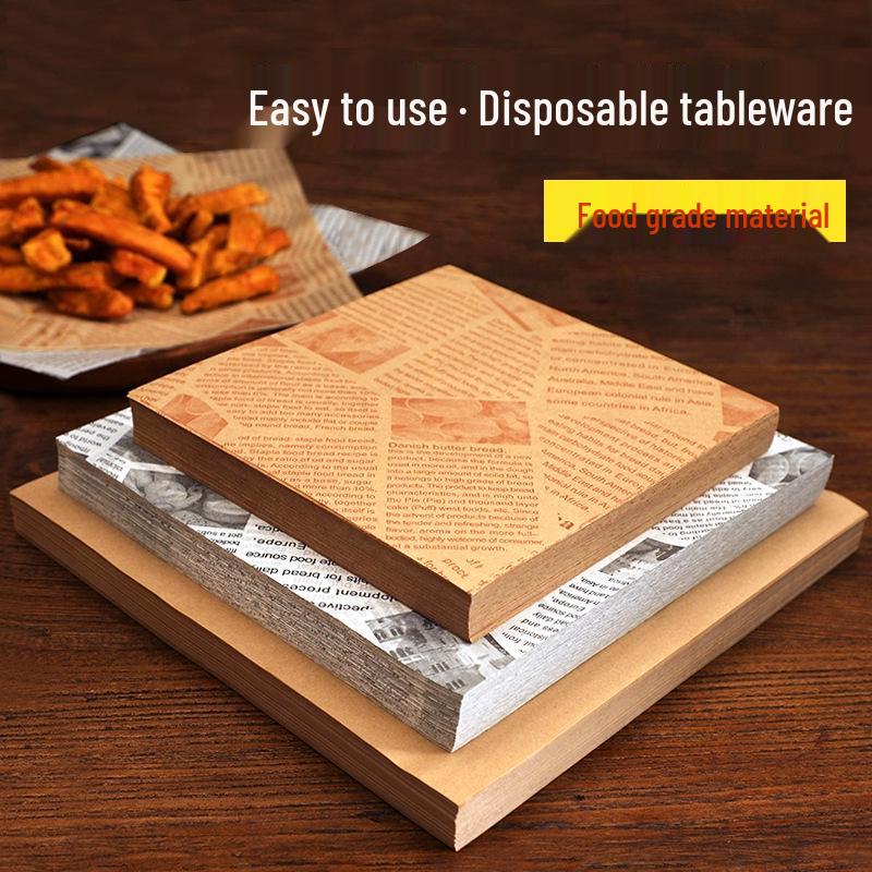 Oil-Proof Snack Mat & Air Fryer Paper - Thick, Oil-Blocking Paper for Hamburgers, Sandwiches, and Trays