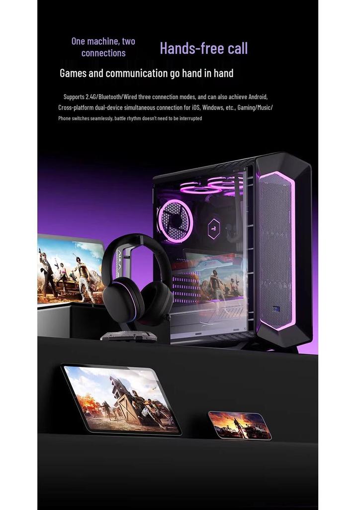 AULA Wolf Spider G7Pro Wireless Gaming Headset: Noise-Cancelling, High Sound Quality, Low Latency, Bluetooth.