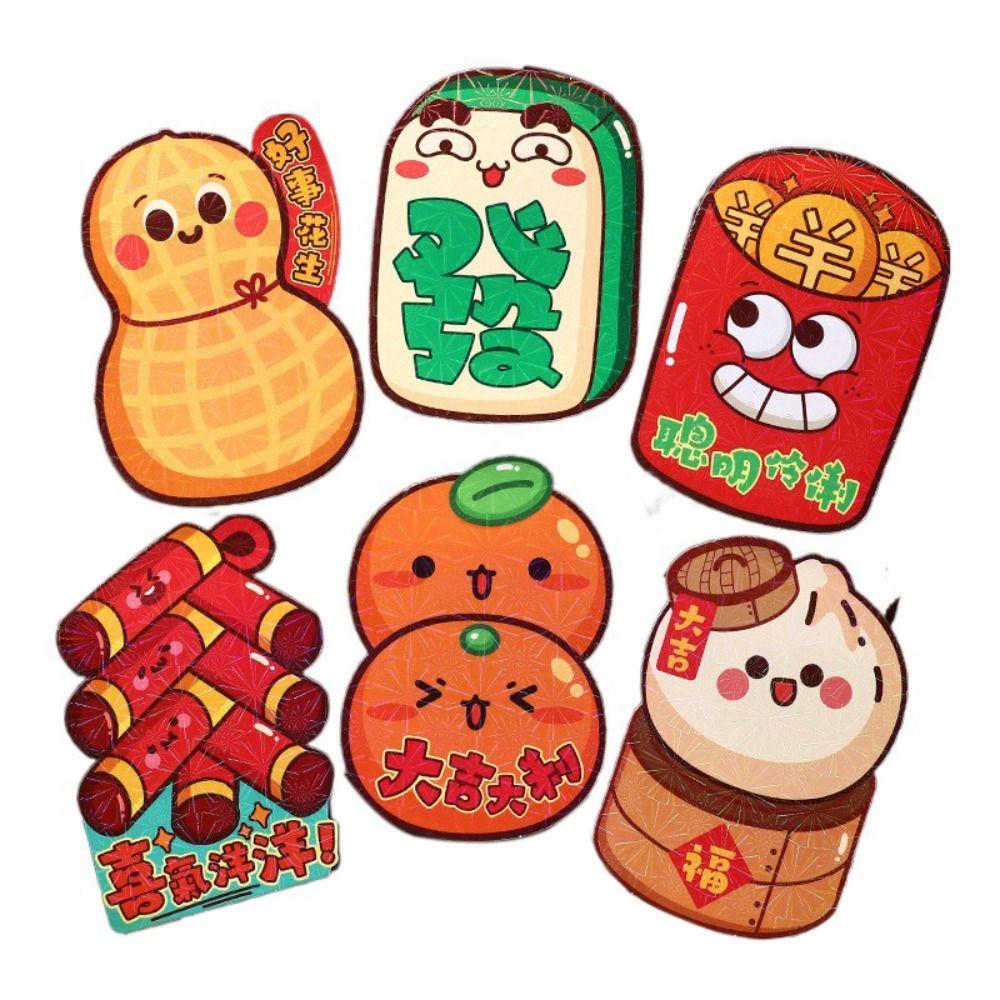 

6Pcs Chinese Style Dragon Year Red Envelopes Paper Red Packet Classic Luck Money Bag New Year A