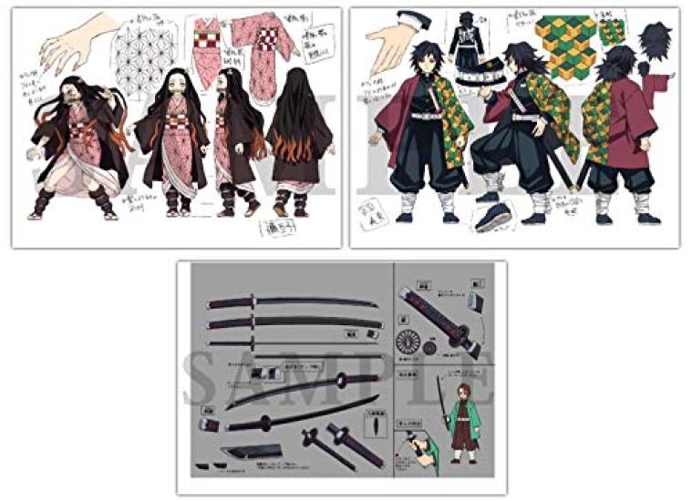 Demon Kimetsu No Yaiba Ufotable Tanjiro Kamado Risushi Hen Character Accessory Setting Collection Art Document Collection 3 Volume Set Postcard Not