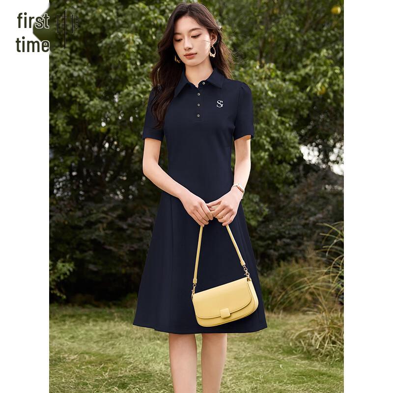 

Women s Embroidered Polo Short Sleeve Midi Dress L