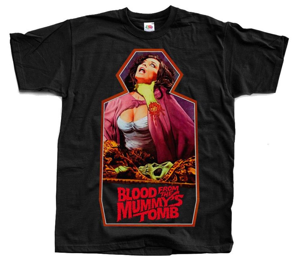 Blood from the Mummys Tomb Horror Movie Poster T-Shirt Black Vintage Scary All Sizes S-5XL