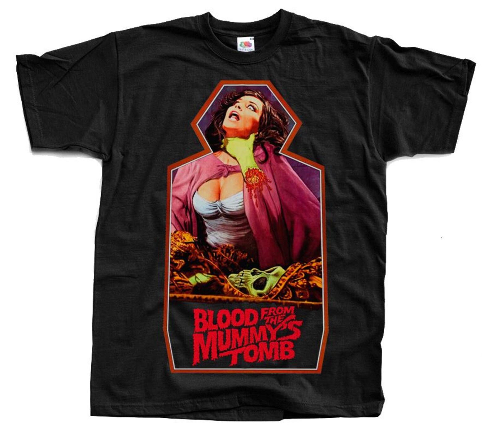 Blood from the mummys tomb horror movie poster T-Shirt Black vintage scary all sizes S-5XL S