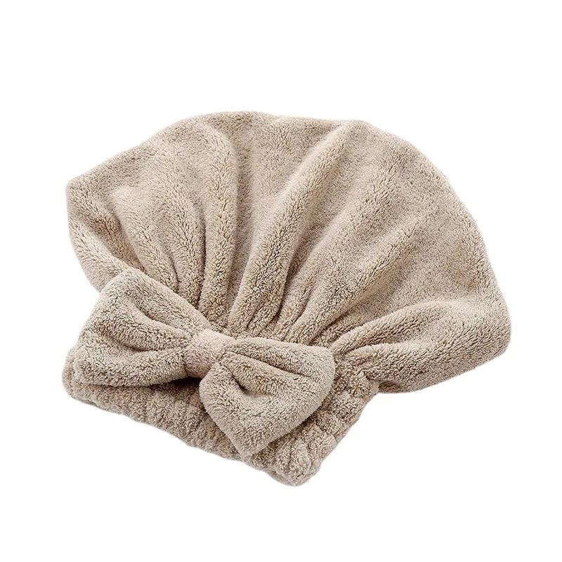 Turban Head Magic Microfiber Hair Drying Towel Super Absorbent Hair Dry Wrap With Button Soft Bath Shower Cap Lady