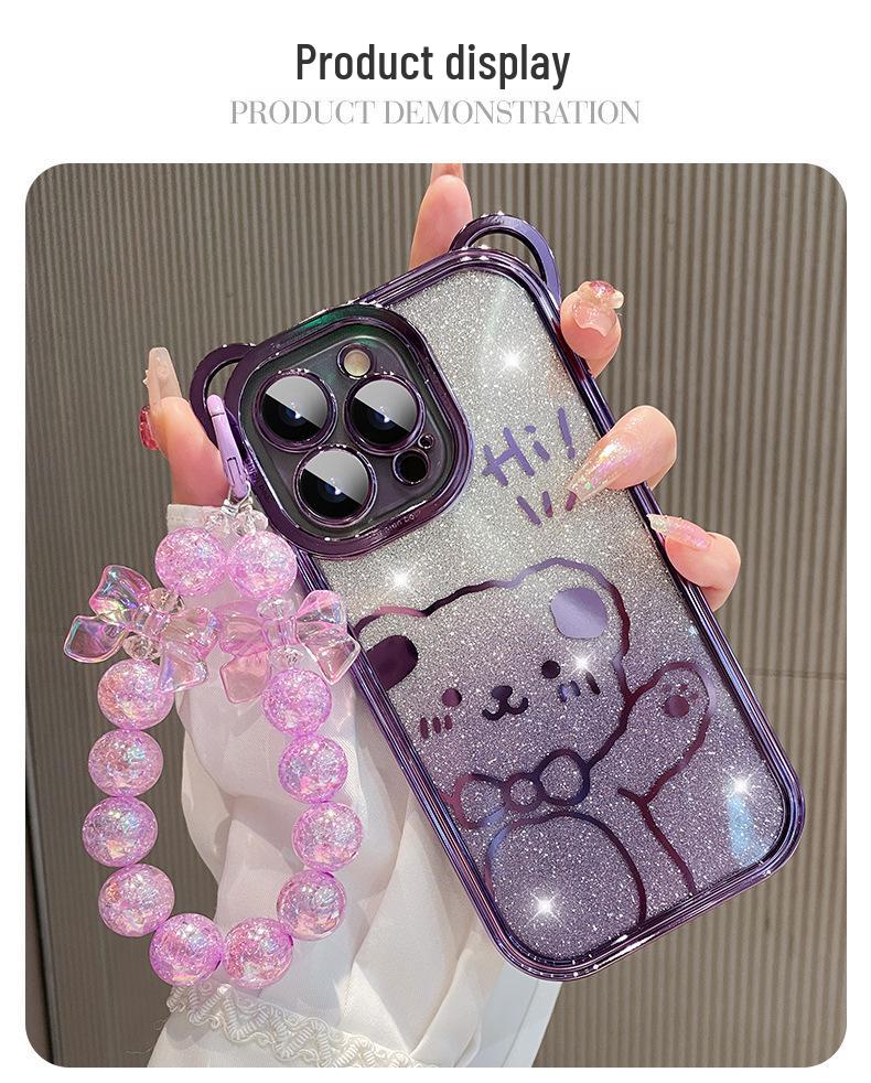 

Gradient Glitter Bear Cartoon Phone Case for iPhone 16 Pro Max & 17 Pro Max, Apple 14 & 13 iPhone 15 Plus