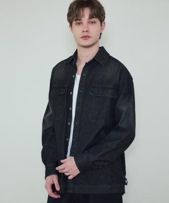 Wednesday Oasis Washed Tab Denim Shirt_Black(Wc25-Sh01)