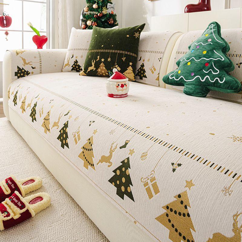 Chenille Christmas Sofa Cushions—All-Season, Minimalist, Non-Slip Seat Cushions and Sofa Covers