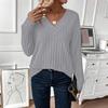 Women's Fashion Long Sleeve Ribbed Elegant Commuting And Casual Top