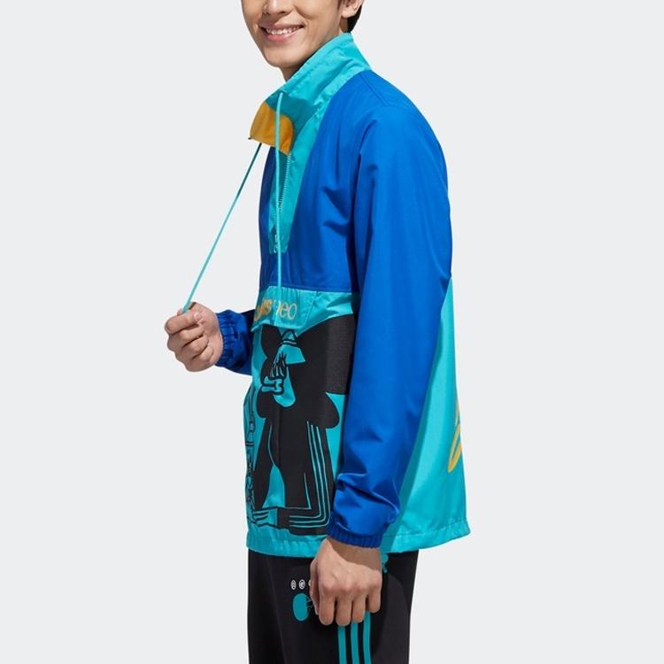 adidas Neo Men's Blue Cyan Cartoon Print Anorak Jacket FU3589