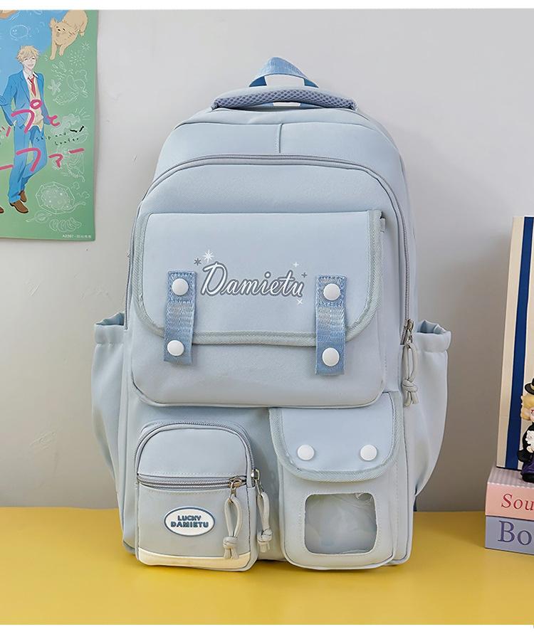 School bag summer new academic style cute large capacity school bag casual versatile backpack simple lightweight sweet backpack