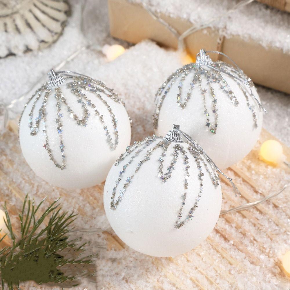 3 pcs/set Glitter Christmas Color Balls Hanging Decorations Xmas Tree Ornaments  Party Decor