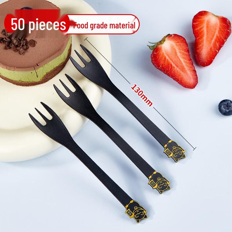 SHUANG YU Black Disposable Plastic Fortune Forks