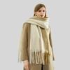 Color matching mohair scarf women's autumn and winter advanced sense thickened warm versatile scarf simple versatile scarf