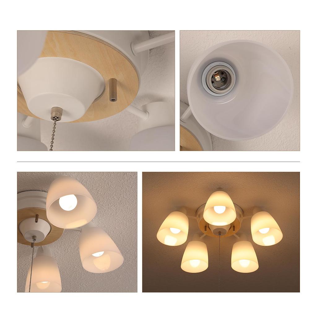 Stylish 5-Light Ceiling Light, Chandelier Pendant Light, Nordic Style, LED Ceiling Light, E26 Type, Suitable for Rooms up to 6, 8, or 12 Tatami Mats,