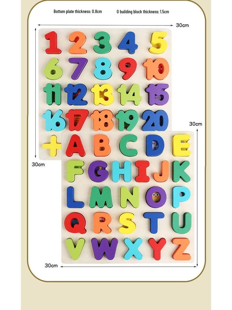 Verdicktes Holz-Buchstaben- und Zahlen-Erkennungs-Puzzle für Kinder