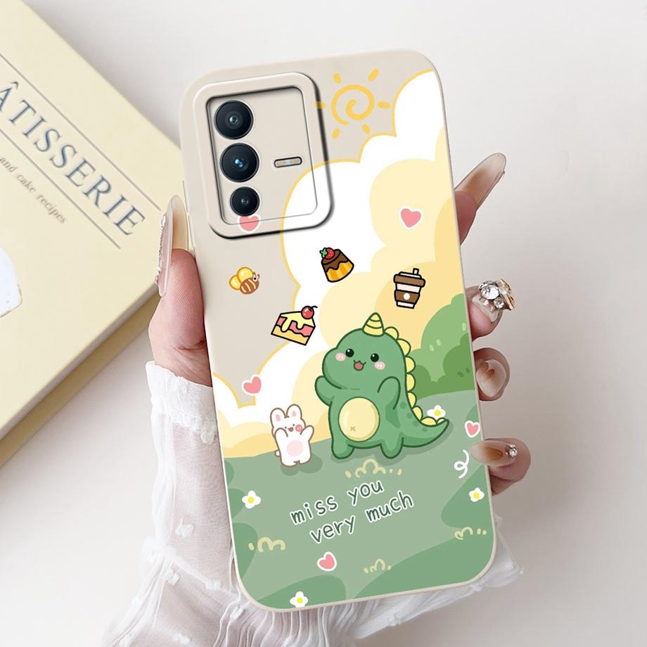 Lovely Painted Phone Case For Vivo V23 5G V23e V23 Pro Silicone Anti-knock Soft Cover Funda Vivo V2130 V2132 Panda Cat Animals