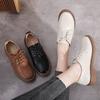 Black Work Shoes Women's Flat-bottomed Casual and Comfortable Oxford Shoes Versatile Lace-up Soft-soled Single Shoes Women's British Style Small Leath