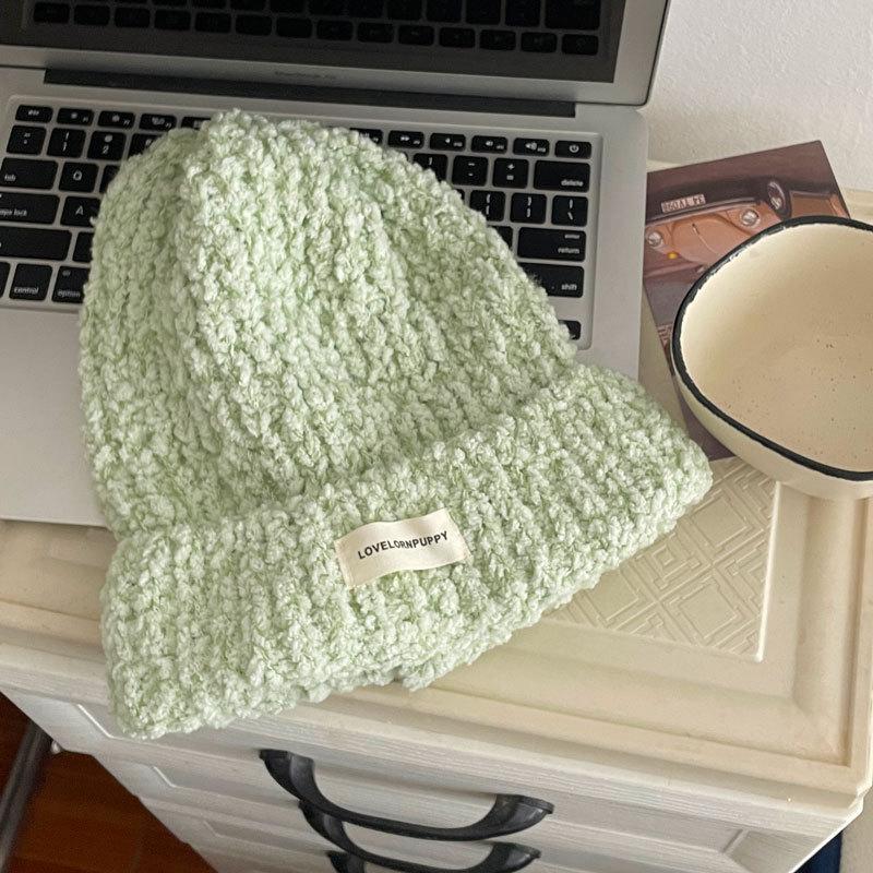 Ice cream color~ solid color soft glutinous women's comfortable autumn and winter warm ear protection wool knitted hat