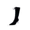 2025 autumn and winter European and American new pointed thin heel high heel temperament French suede lace up fashionable sexy beautiful women boots