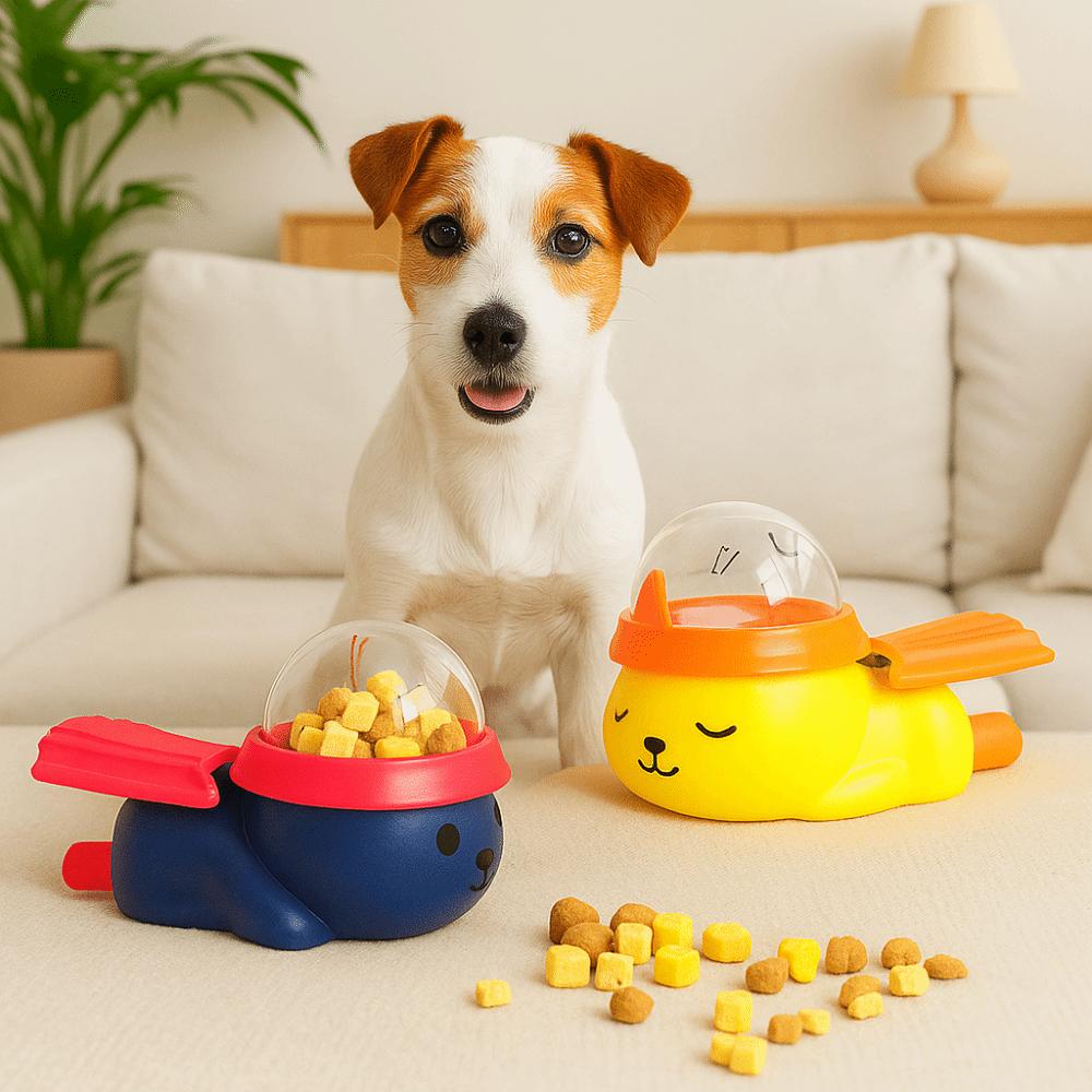 Plastic Dog Puzzle Feeder Cartoon Automatic Feeder Creative Dog Food Dispenser Mealtime Fun