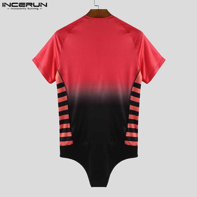 INCERUN Men's Sleeveless Letter Print Fitted Leotard Jumpsuits Underwear