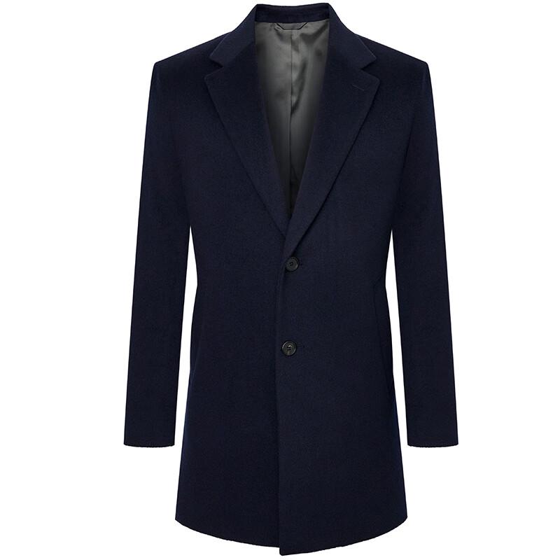 Baoxiniao Men's Cashmere Blend Mid-Length Notch Lapel Wool Coat