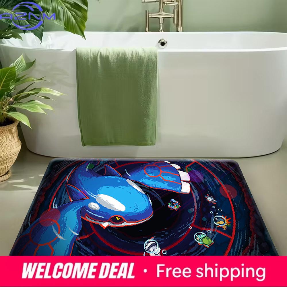 Pokemon Kyogre Pixel Art Print Non-slip Doormat Soft Floor Mat for Home Entrance Decor
