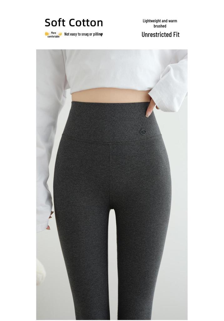 Women's High-Waist Wool Leggings: Warm, Seamless, Thickened, Plus Velvet, Slimming Cotton Pants for Autumn and Winter.