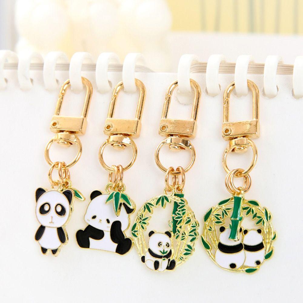 Kawaii Panda Metal Keychain Creative Panda Key Pendant Funny Panda Keyring  Keychain Accessories