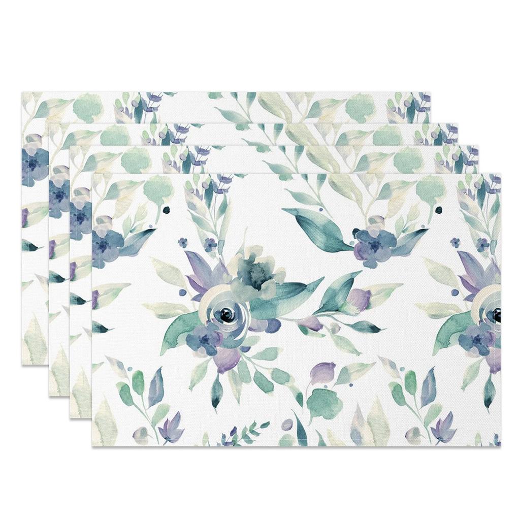 4 st Moderna Minimalistiska Bordsdukar Färsk Bladgren Mönster Naturlig Stil Vattentåliga Värmebeständiga för Matsal Kök Dekor