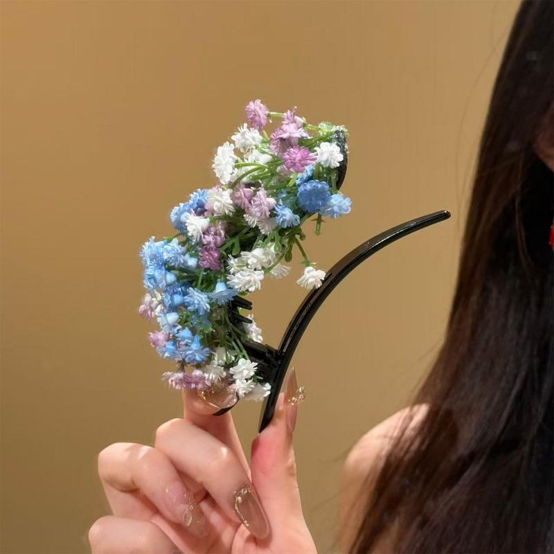 

1PCS Versatile Women s Sweet Headwear Hairpin Fashion Personality Colorful Flower Hairpin Hair Clip Shark Claw Hair Accessories сірий колір