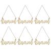 Pacote com 6 Placas de Casamento Rústicas Placas de Reserva para Cadeiras de Casamento Placas de Assento Reservado de Madeira Penduradas com Corda L
