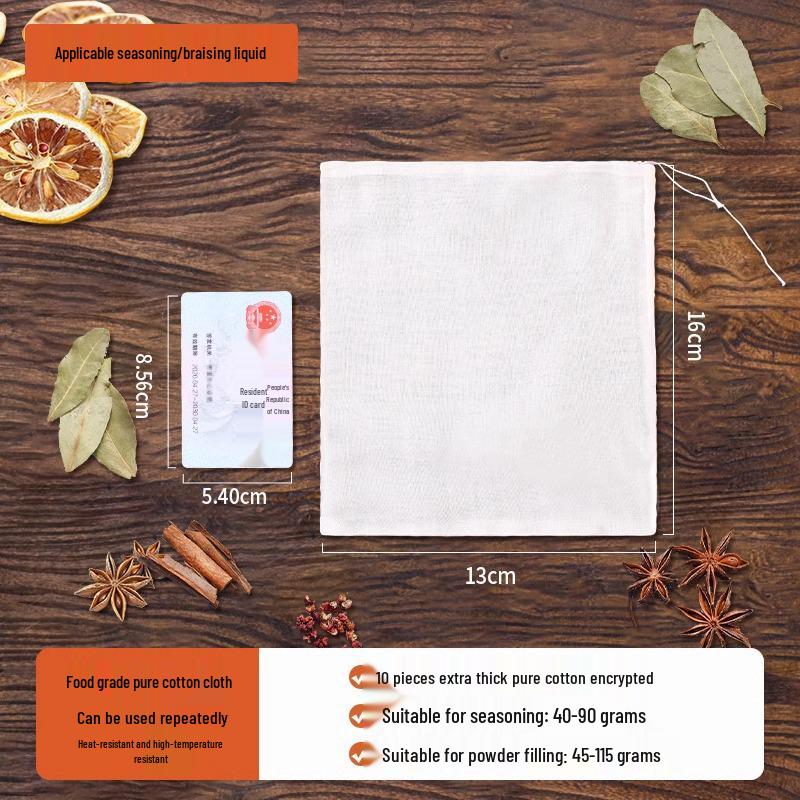 Pure Cotton Gauze Spice and Decoction Bag for Seasoning, Soup, and Tea.
