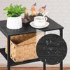 3-Tier Metal Narrow Rustic Brown Bedside Table for Small Spaces, Bedroom/Living Room, Durable Frame