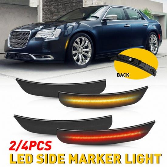 2/4X Side LED Light Marker Smoked Lens Front Rear FOR 2015- Chrysler 300