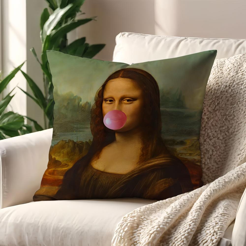 Art Aesthetic Mona Lisa Funny Cushion Cover Pillow Cover Home Sofa Living Decoration Room  Office Car Nordic Simplicity
