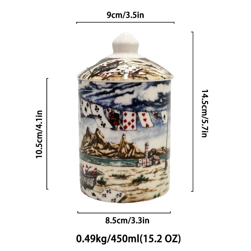 Nordic Ceramic Aromatherapy Candle Jar Candy Storage Jar with Lid Abstract Arts and Crafts Ceramic Craft Aesthetic Ornaments