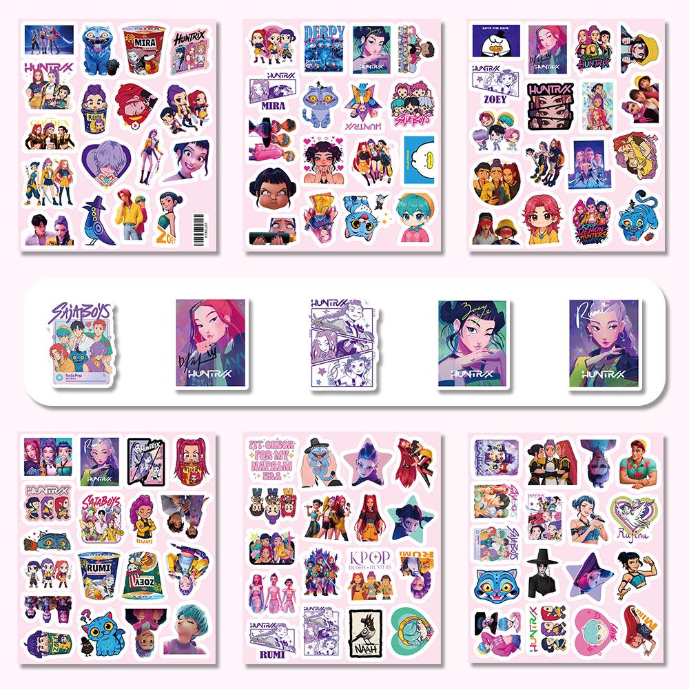 74 K-Pop & Demon Hunter Graffiti Stickers: Cartoon Animation Characters, Creative DIY Sets