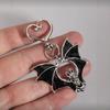 Black Halloween Bat Keychain Enamel Gothic Key Ring Fashionable Bag Charm Party Decor