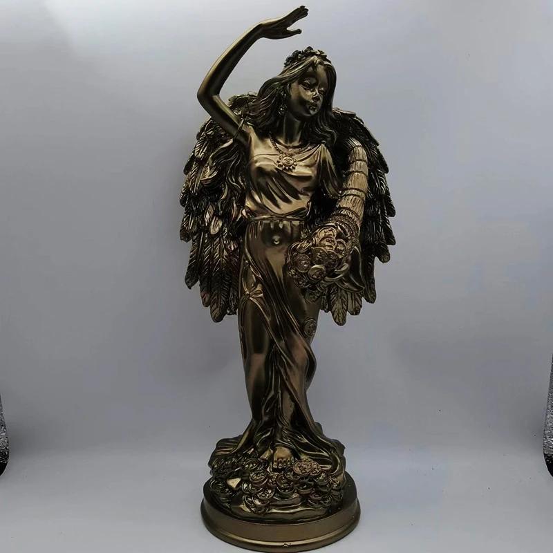 Ancient Greek Goddess of Wealth Resin Sculpture Retro Office Lucky Decoration Attracting Wealth Home Decoration Ornaments Gifts