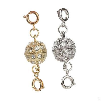2 juegos de convertidores de cierre magnético con forma de bola de diamantes de imitación, cierre de langosta, collar, pulsera, joyería