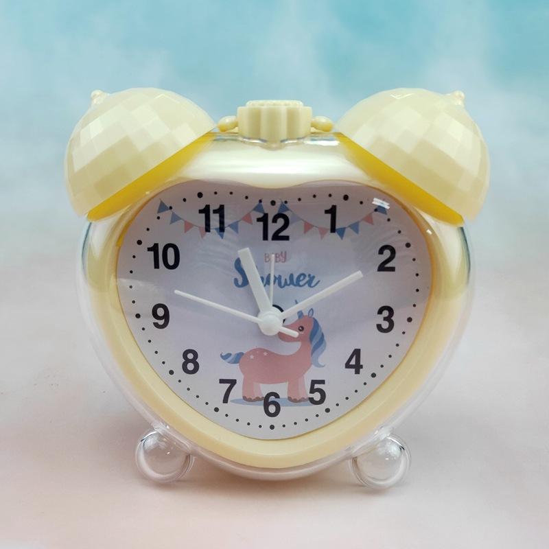 Alarm Clock Student Alarm Clock Cute Girl Heart Children Cartoon Junior Middle School Students with Night Light Bedside Clock