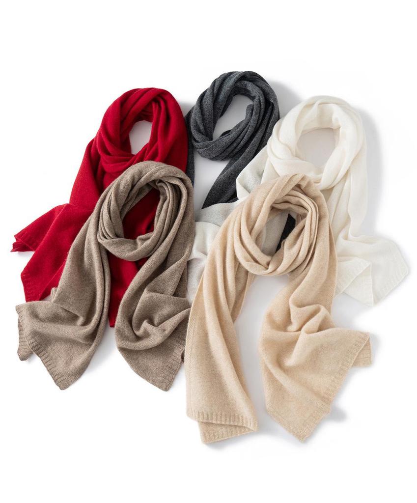 Women's 100% Pure Cashmere Solid Color Knit Shawl - Warm Fashion for Autumn & Winter