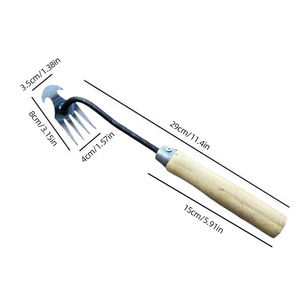 

Grass Rooting Loose Soil Rake Manganese Steel Hand Weeding Removal Puller Ergonomic Handle Multifunctional Weeder Hand Tools коричневий