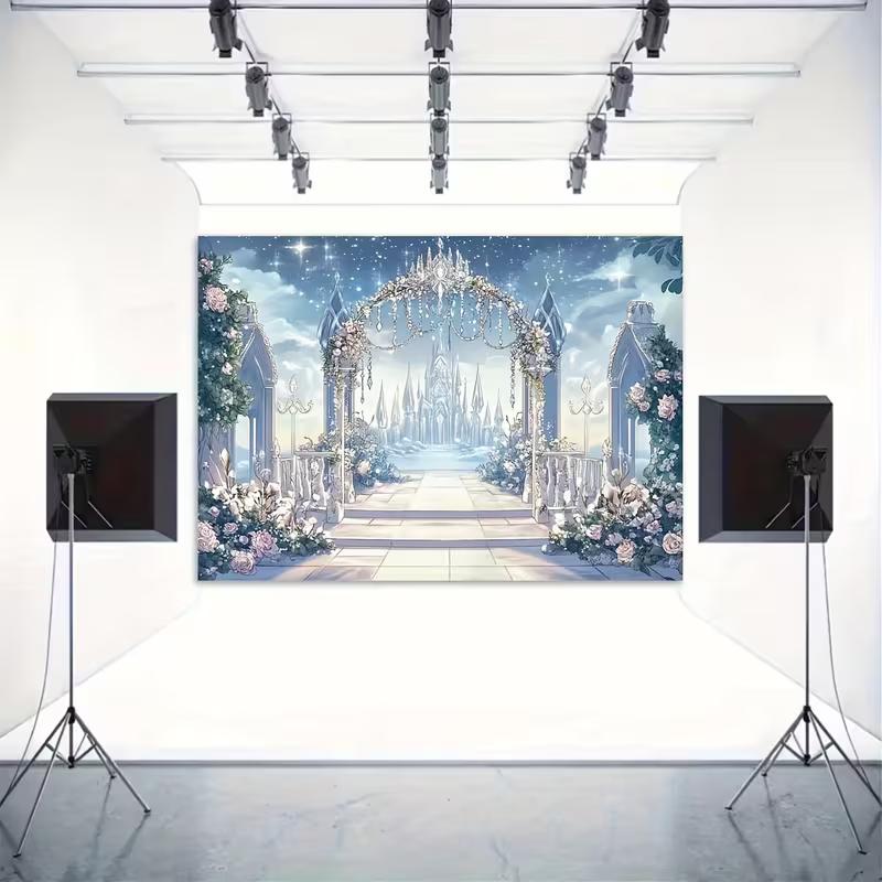 2D Ice Castle Fairy Tale Backdrop for Wedding & Engagement Parties