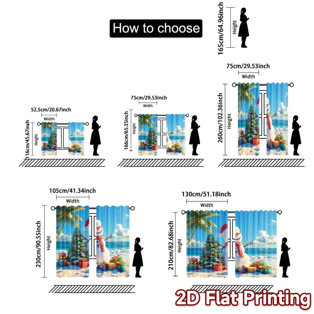 2pcs,Curtains Christmas Snowman Beach (3) Chic Contemporary Curtains 100% Polyester Curtains Decorations Outdoor Ldeal for